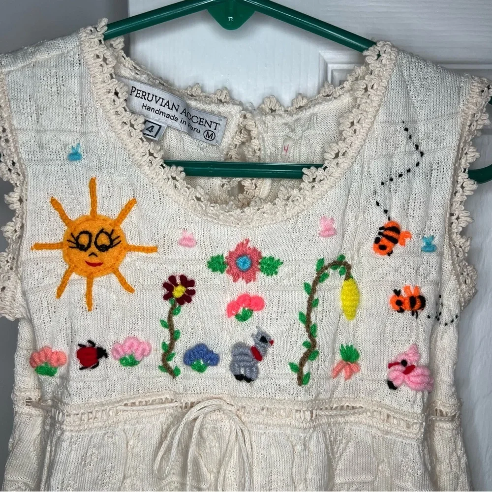 Peruvian Accent Handmade in Peru Little Girl Knit Dress Size 4.